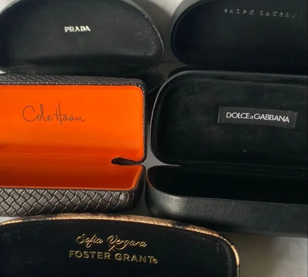 5 piece DESIGNER Logo Eye Glass Hard Case Shell LOT Prada d&g Cole Haan